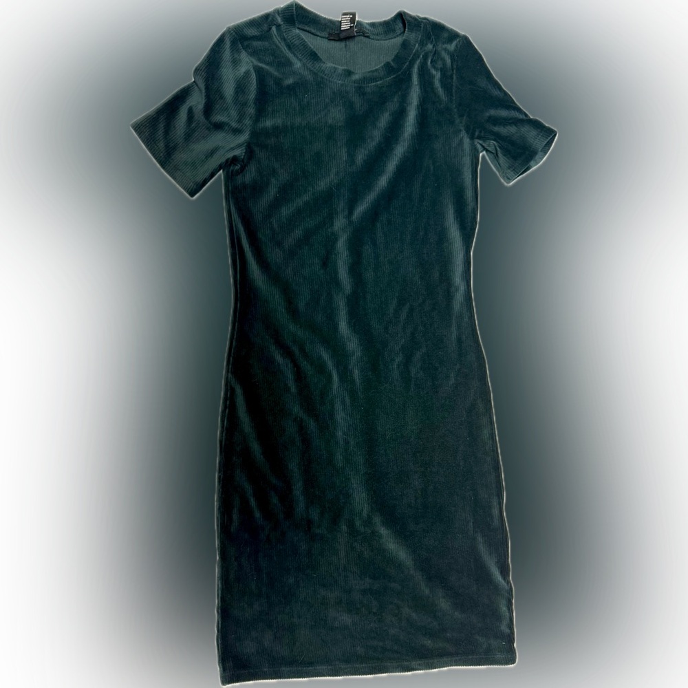 Forever 21 Dark Green Velvet Midi Dress | Sz S